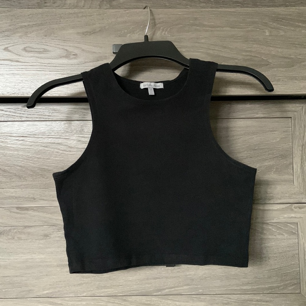Charlotte Russe Black Crop Top | High Neck | Sleeveless